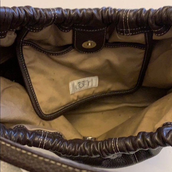Vintage Ann Taylor Loft Brown Leather Hand Bag - Picture 5 of 8
